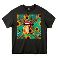 Asphalt softball lips sunflowers and gemstones seamless pattern Heavy Core Tee - BundleAndBundleShop