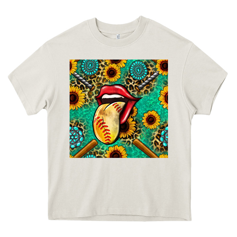 Softball Lips Sunflowers And Gemstones Seamless Pattern Heavy Core Tee by BundleAndBundleShop | Teevron
