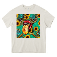 Cream softball lips sunflowers and gemstones seamless pattern Heavy Core Tee - BundleAndBundleShop
