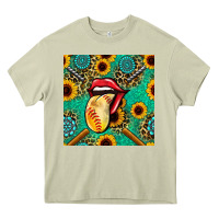 Mossy softball lips sunflowers and gemstones seamless pattern Heavy Core Tee - BundleAndBundleShop