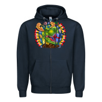 Navy Merry Rexmas Zipper Hoodie - CowhideDigitalArt