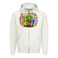 Oatmeal Heather Merry Rexmas Zipper Hoodie - CowhideDigitalArt