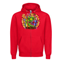 Red Merry Rexmas Zipper Hoodie - CowhideDigitalArt