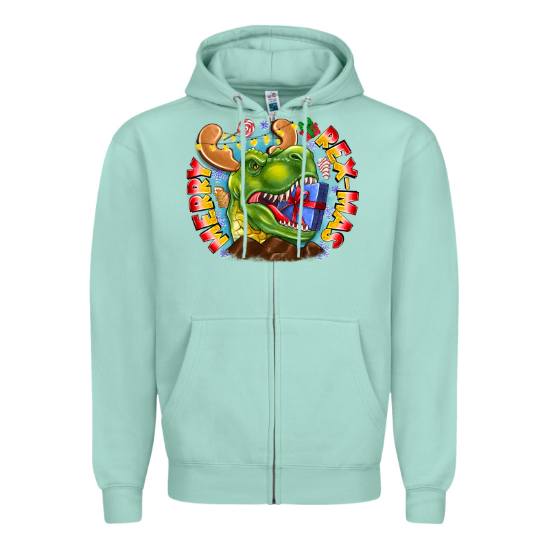 Merry Rexmas Zipper Hoodie by CowhideDigitalArt | Teevron