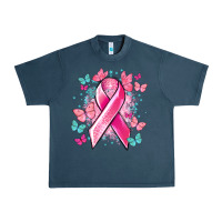 Midnight Navy Breast Cancer ribbon Cancer Awareness Urban Heavy Tee - HowdyJamesFarm