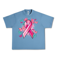 Pebble Blue Breast Cancer ribbon Cancer Awareness Urban Heavy Tee - HowdyJamesFarm
