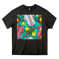 Asphalt softball uniform glove and bat with field seamless pattern Heavy Core Tee - BundleAndBundleShop