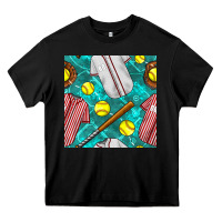 Black softball uniform glove and bat with field seamless pattern Heavy Core Tee - BundleAndBundleShop