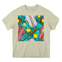 Mossy softball uniform glove and bat with field seamless pattern Heavy Core Tee - BundleAndBundleShop
