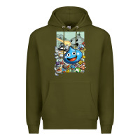 Army Green dragon quest slime print Premium Hoodie - lanVoArt