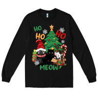 Black ho ho ho meow Long Sleeve Tee - CowGirlArtShop