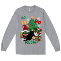 Heather Grey ho ho ho meow Long Sleeve Tee - CowGirlArtShop