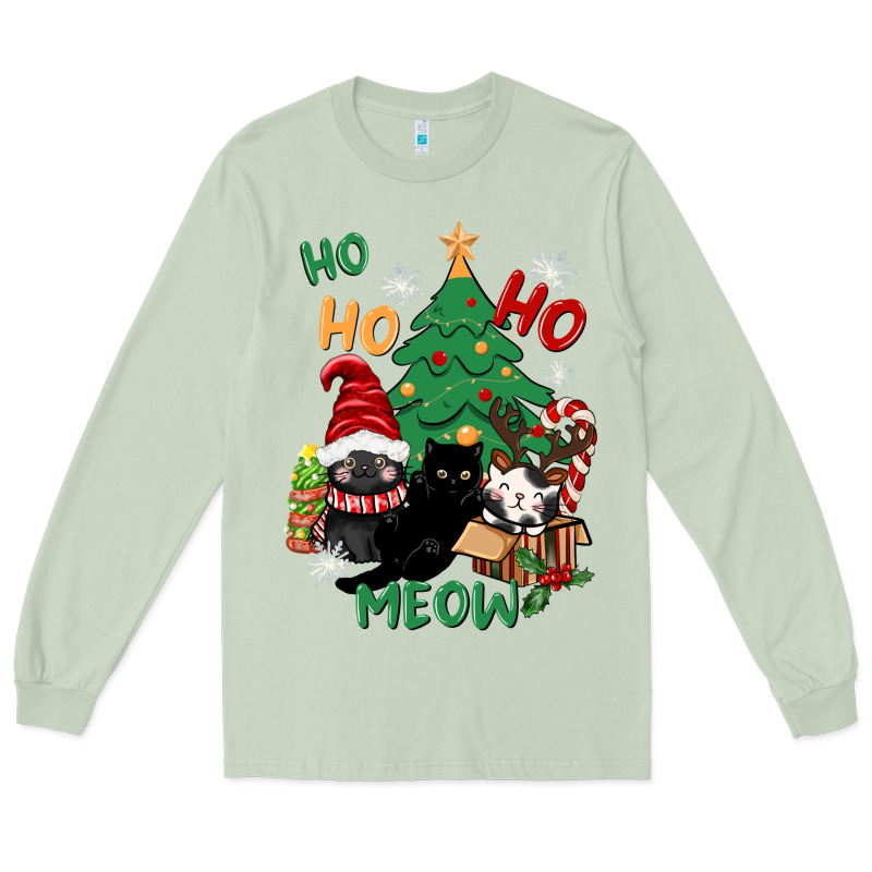 Ho Ho Ho Meow Long Sleeve Tee by CowGirlArtShop | Teevron
