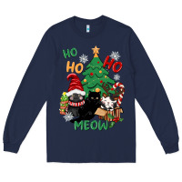 Navy ho ho ho meow Long Sleeve Tee - CowGirlArtShop