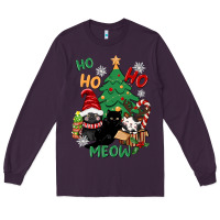 Plum ho ho ho meow Long Sleeve Tee - CowGirlArtShop