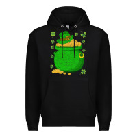 Black ireland leprechaun hat pot of gold irish st patricks day Premium Hoodie - lanVoArt