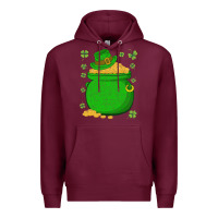 Burgundy ireland leprechaun hat pot of gold irish st patricks day Premium Hoodie - lanVoArt
