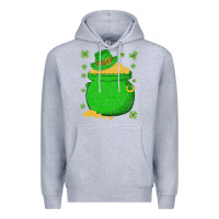 Heather Grey ireland leprechaun hat pot of gold irish st patricks day Premium Hoodie - lanVoArt