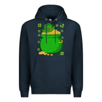 Navy ireland leprechaun hat pot of gold irish st patricks day Premium Hoodie - lanVoArt