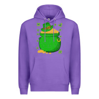 Purple ireland leprechaun hat pot of gold irish st patricks day Premium Hoodie - lanVoArt