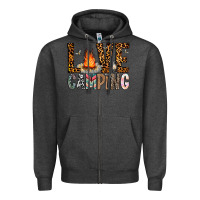 Charcoal Heather Love Camping Zipper Hoodie - CowhideDigitalArt