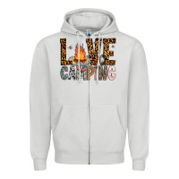 Dove Grey Love Camping Zipper Hoodie - CowhideDigitalArt