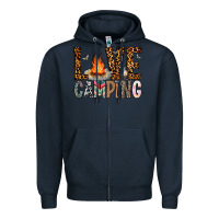Navy Love Camping Zipper Hoodie - CowhideDigitalArt