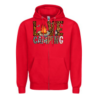 Red Love Camping Zipper Hoodie - CowhideDigitalArt