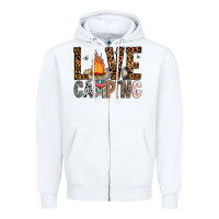 White Love Camping Zipper Hoodie - CowhideDigitalArt