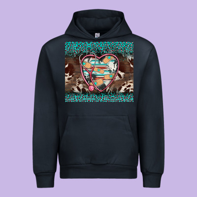 Western Nurse Stethoscope Turquoise Leopardes Urban Hoodie Designed By Barkaloodesign