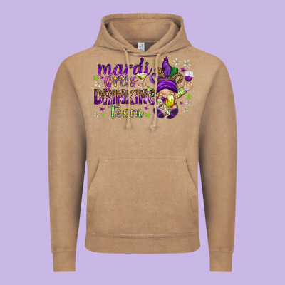 Mardi Gras Drinking Team With Gnome Vintage Hoodie Designed By Howdyjamesfarm