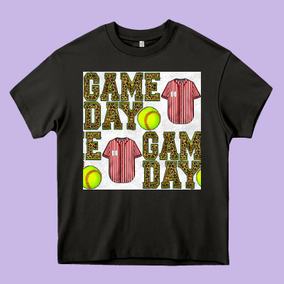 Softball Uniform Game Day Seamless Pattern Heavy Core Tee Designed By Bundleandbundleshop