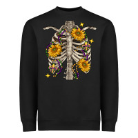 Black mardi gras chest sunflowers skeleton Heavyweight Sweatshirt - FaDigitalArtStudio