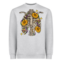 Heather Grey mardi gras chest sunflowers skeleton Heavyweight Sweatshirt - FaDigitalArtStudio