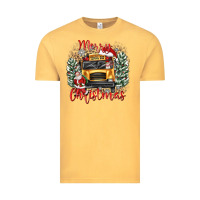 Vintage Mustard merry christmas school bus Vintage Tee - texasbilliewilder