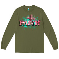 Army Green faith breast cancer Long Sleeve Tee - CowGirlArtShop