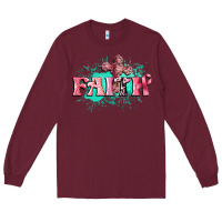 Burgundy faith breast cancer Long Sleeve Tee - CowGirlArtShop