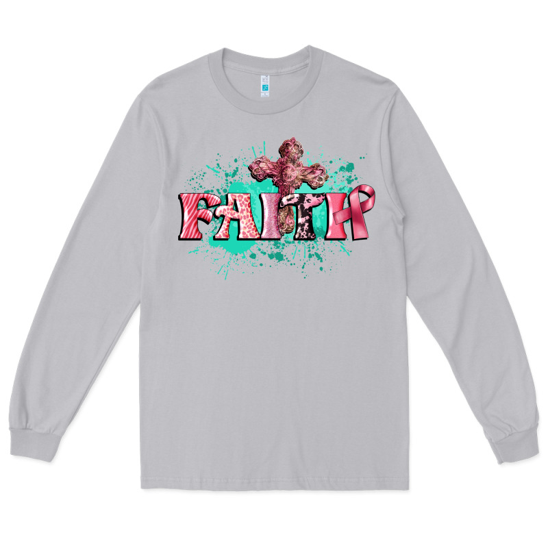 Faith Breast Cancer Long Sleeve Tee by CowGirlArtShop | Teevron
