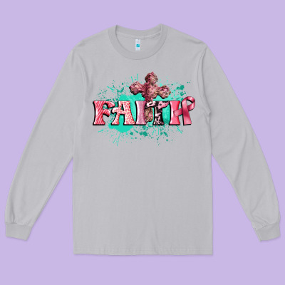 Faith Breast Cancer Long Sleeve Tee Designed By Cowgirlartshop
