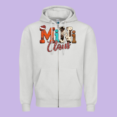 Mini Claus Zipper Hoodie Designed By Cowhidedigitalart