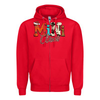 Red Mini Claus Zipper Hoodie - CowhideDigitalArt