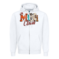 White Mini Claus Zipper Hoodie - CowhideDigitalArt