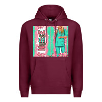 Burgundy nurse  blonde woman Premium Hoodie - RanaPortraitStore