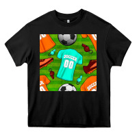 Black soccer ball uniform and shoes seamless pattern Heavy Core Tee - BundleAndBundleShop