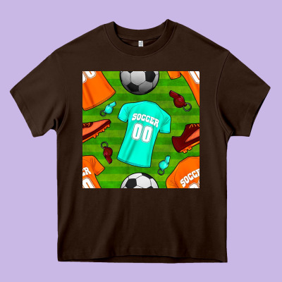 Soccer Ball Uniform And Shoes Seamless Pattern Heavy Core Tee Designed By Bundleandbundleshop
