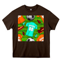 Chocolate Brown soccer ball uniform and shoes seamless pattern Heavy Core Tee - BundleAndBundleShop