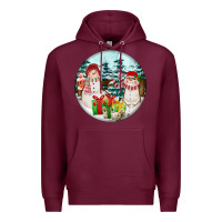 Burgundy Christmas snowman Premium Hoodie - FaDigitalArtStudio