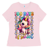 Bubblegum Pink 100 days of school unicorn Ladies Tee - Artiststas