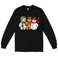 Black christmas polar bear reindeer and snowman Long Sleeve Tee - CowGirlArtShop