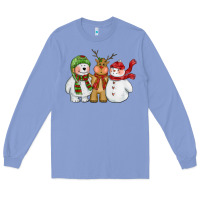 Colony Blue christmas polar bear reindeer and snowman Long Sleeve Tee - CowGirlArtShop